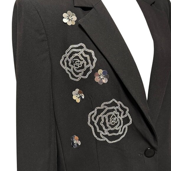 Karl Lagerfeld Paris Embellished Rose Motif Holiday Blazer • NWT $219 • Size 10 - Picture 11 of 14